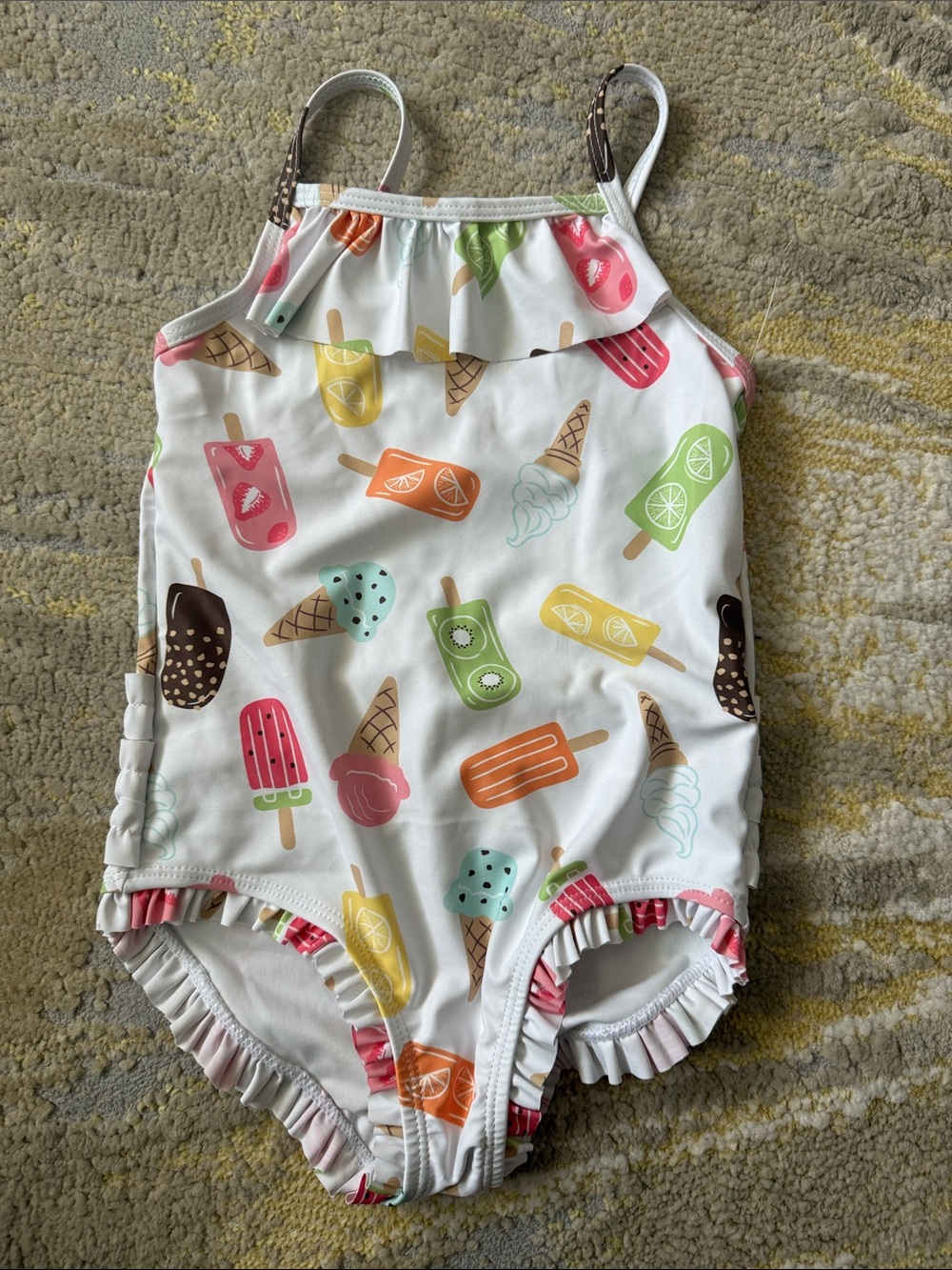 Girls Ice Cream & Popsicle Ruffle Swimsuit - Multicolor